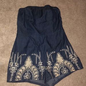 Boutique Navy Strapless Romper